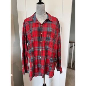 Tyler Boe Womens Red Plaid Cotton Button Shirt Long Sleeve Lumberjack Preppy